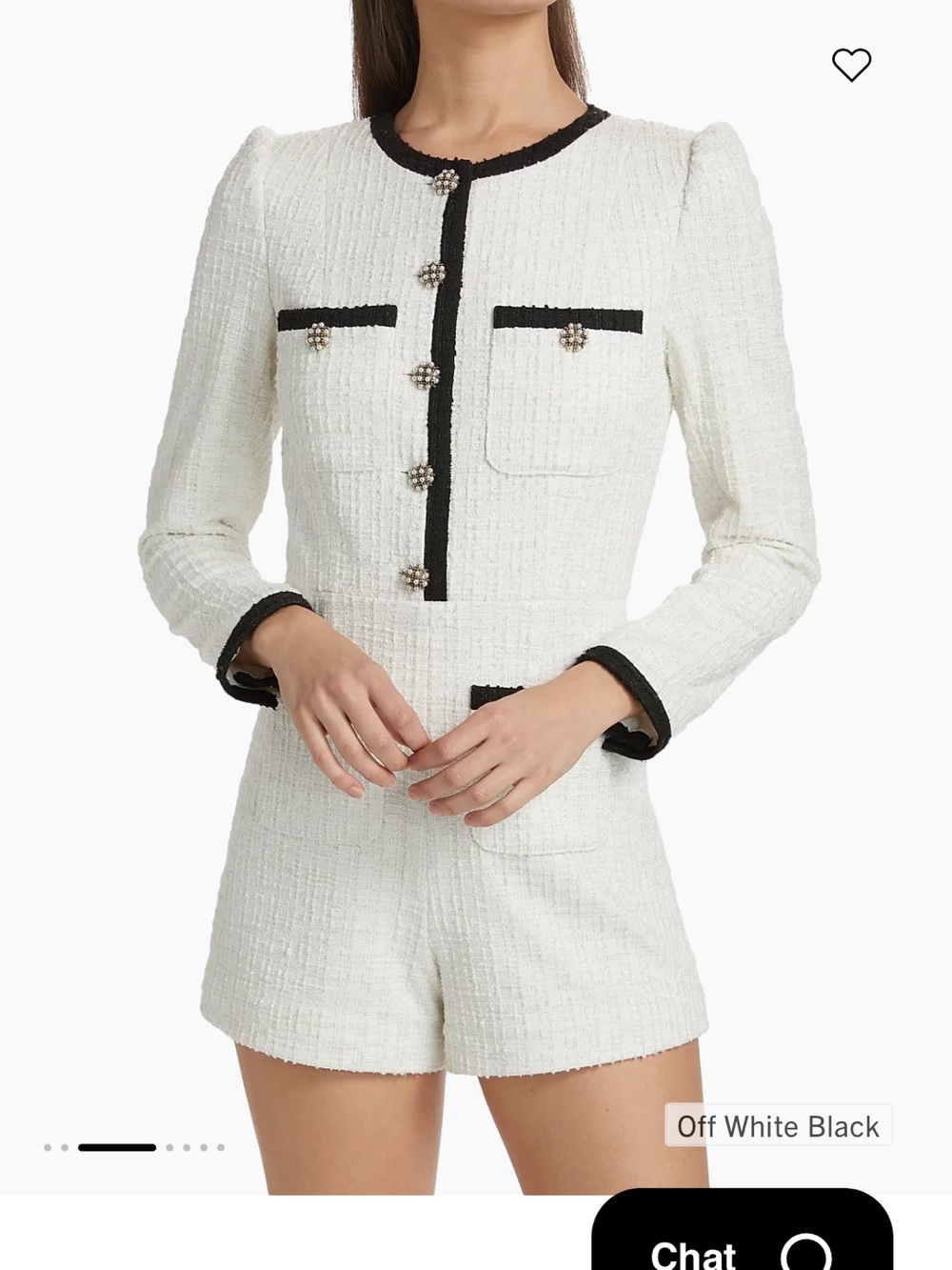 Alice & Olivia Shiloh Tweed Long-Sleeve Romper
